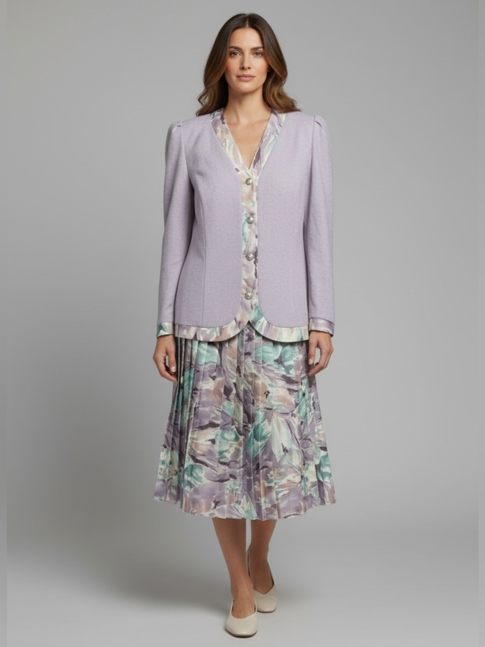 Vintage Floral Jacket & Skirt Set